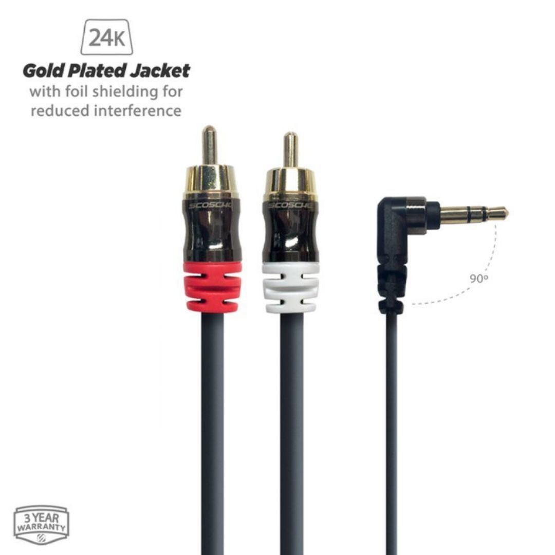 Scosche AFRCA6, 3.5mm To RCA/Video Cable 6 FT