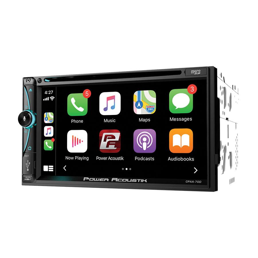 Power Acoustik CPAA-70D, 2-DIN 7" DVD Source Unit w/ Apple CarPlay, Android Auto & Bluetooth