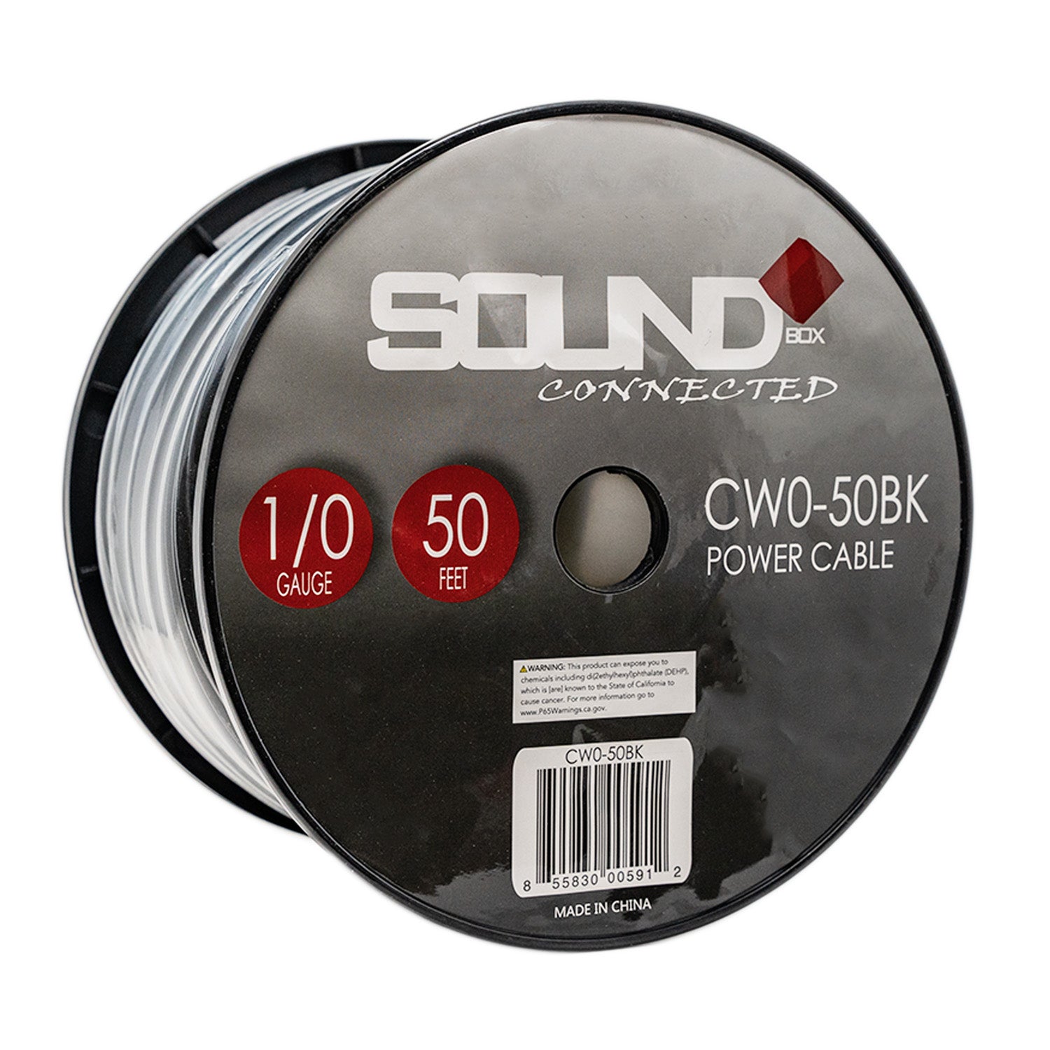 SoundBox CW0-50BK, 0 Gauge 50 Ft. Amplifier Power / Ground Wire Spool, Black