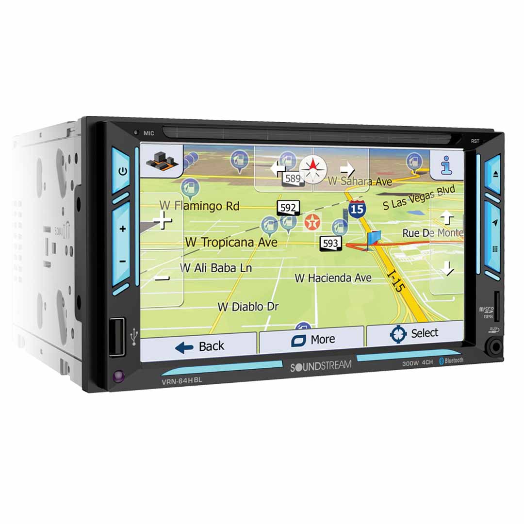Soundstream VRN-64HBL, 2-DIN AptiX Source Unit w/ iGO GPS, PhoneLink, Bluetooth, & 6.2" LCD, RGB Light Strips