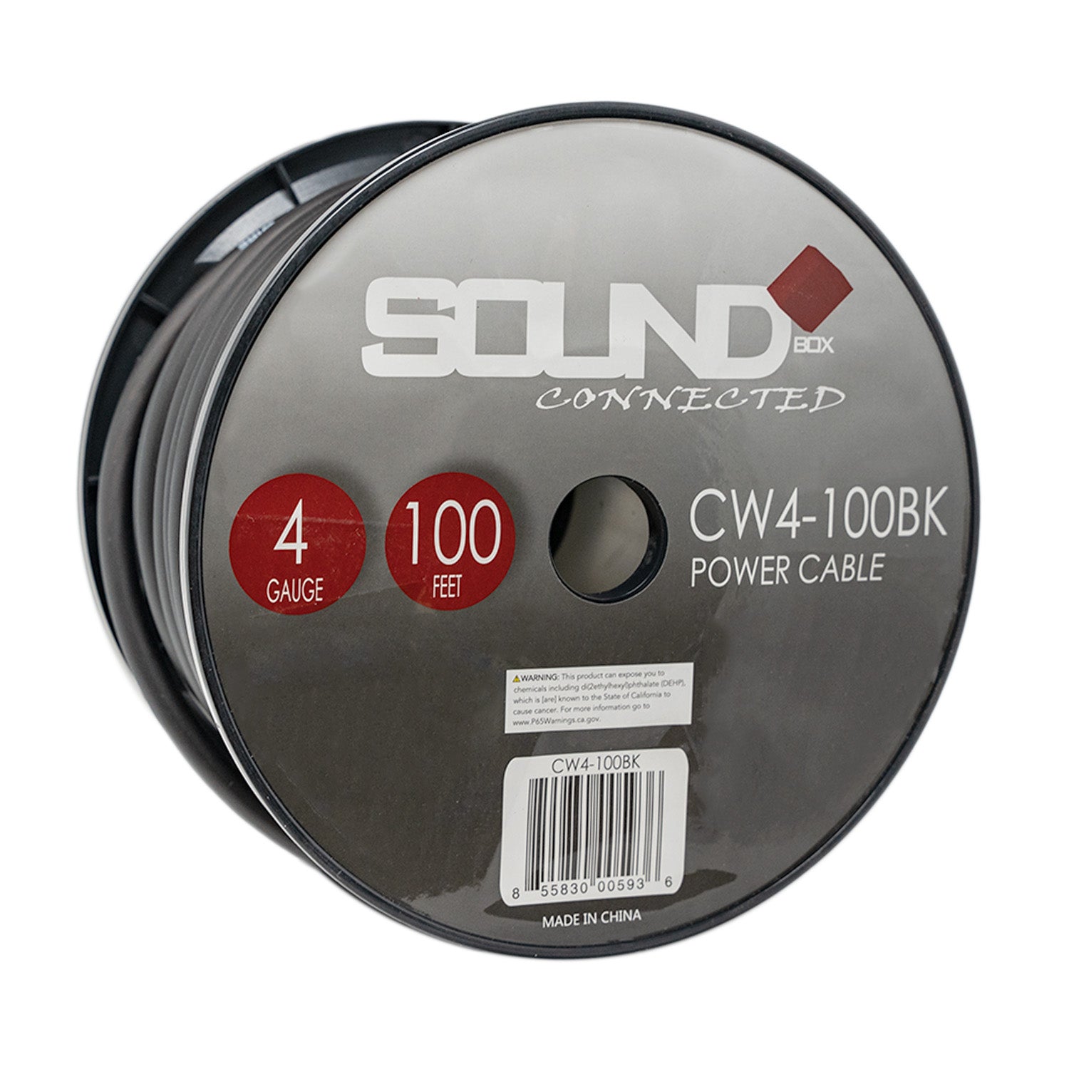 SoundBox CW4-100BK, 4 Gauge 100 Ft. Amplifier Power / Ground Wire Spool, Black