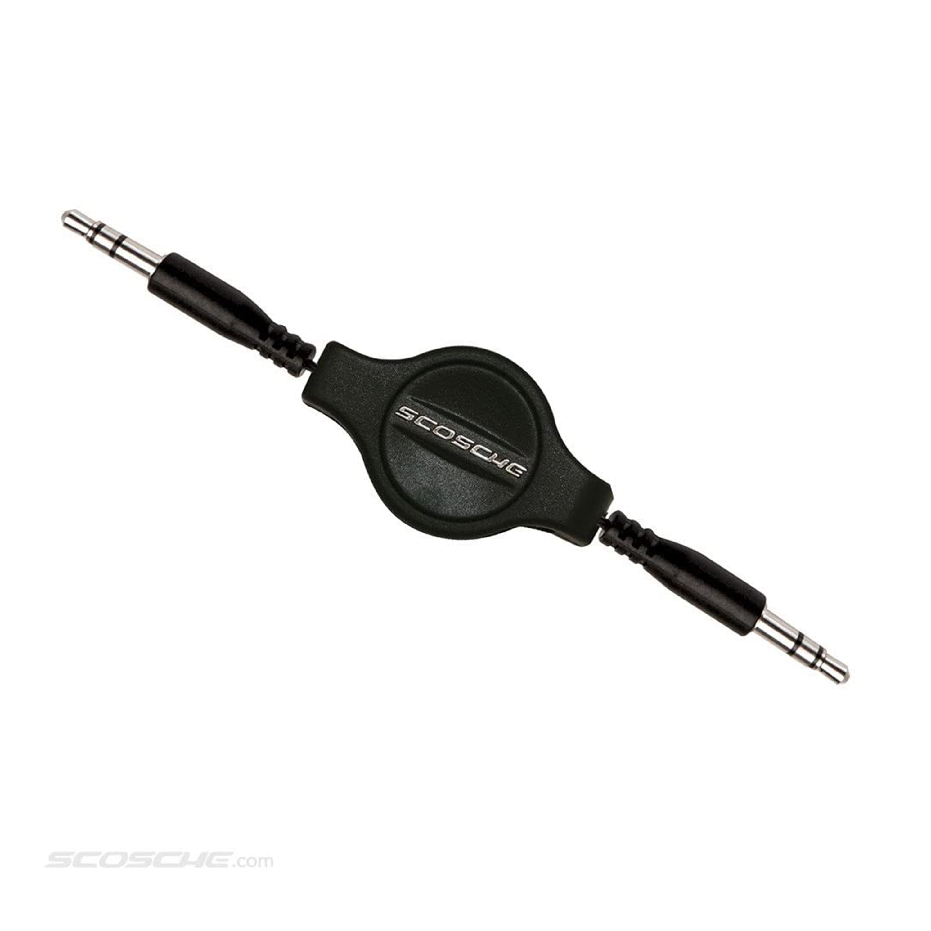 Scosche IU3.5RCR, Metallic Color Retractable 3.5mm Auxiliary Audio Cable (Black)