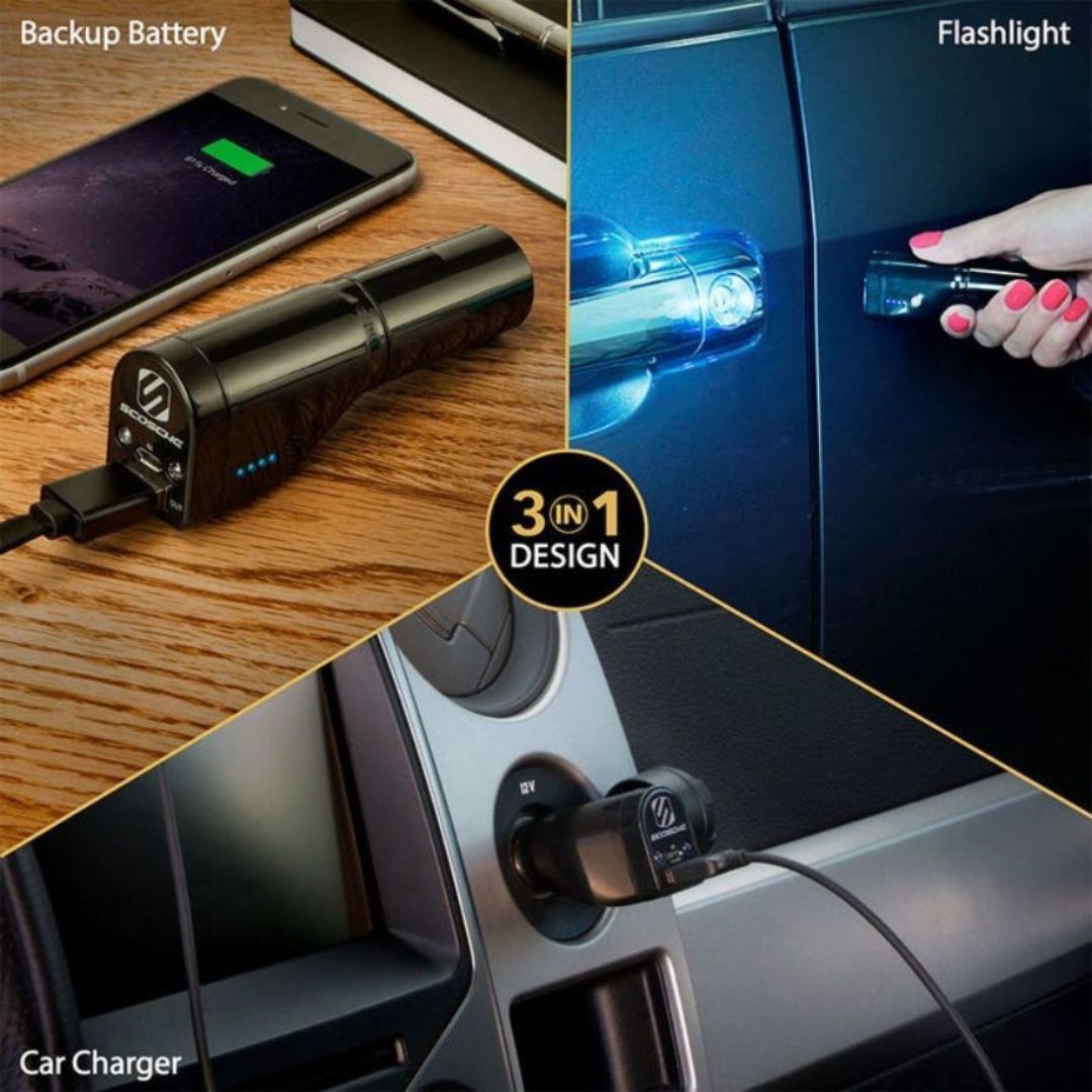 Scosche PBC71, 3-In-1 Power Bank w/ Emergency Flashlight (Black)