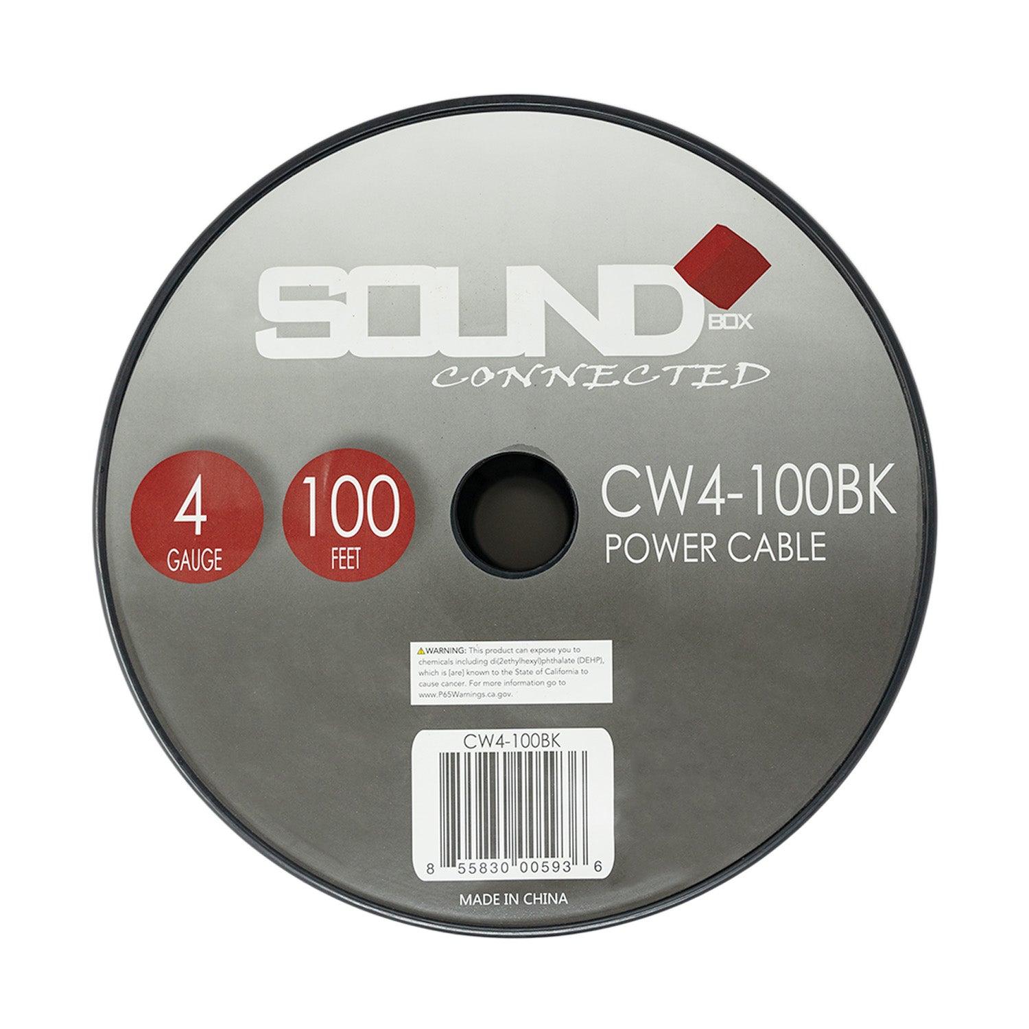 SoundBox CW4-100BK, 4 Gauge 100 Ft. Amplifier Power / Ground Wire Spool, Black