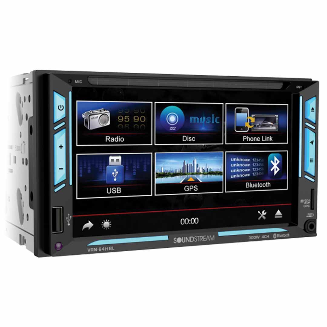Soundstream VRN-64HBL, 2-DIN AptiX Source Unit w/ iGO GPS, PhoneLink, Bluetooth, & 6.2" LCD, RGB Light Strips
