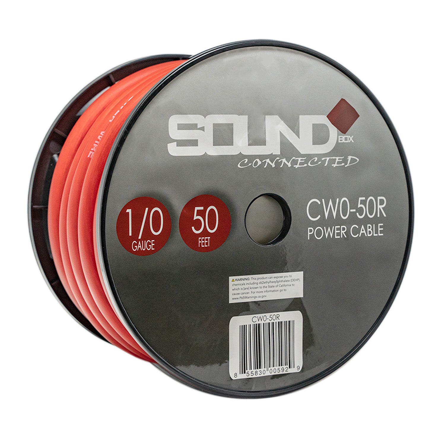 SoundBox CW0-50R, 0 Gauge 50 Ft. Amplifier Power / Ground Wire Spool, Red